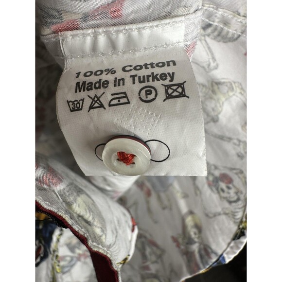 Eight X Premium Shirt Mens Slim Fit L Skeleton Print Day of the Dead Button Down - Picture 5 of 6